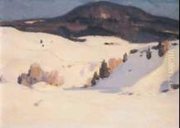 River In Winter, Baie St. Paul, 1923
 Oil On Panel Oil Painting by Clarence Alphonse Gagnon