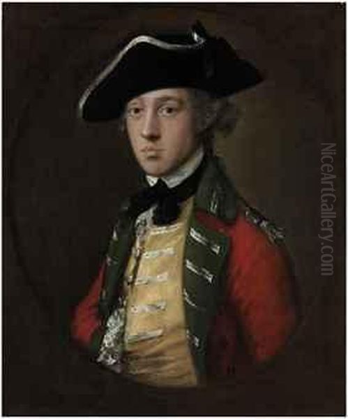 Portrait Of An Officer, 
Traditionally Identified As General Jameswolfe (1727-1759), Half-length,
 In Military Uniform With A Scarletcoat With Green Facings And A Yellow 
Waistcoat With Loops Oflace Oil Painting by Thomas Gainsborough