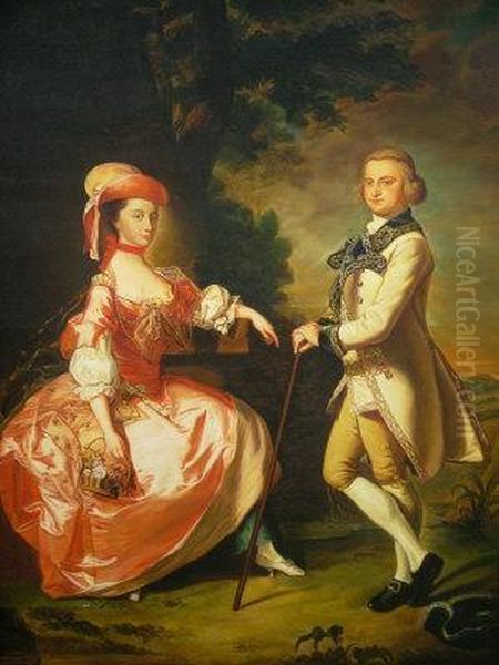 Portrait Of A Couple In A Rural
Landscape Oil Painting by Thomas Gainsborough