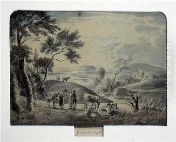 Cattle Drovers In A Landscape Oil Painting by Thomas Gainsborough