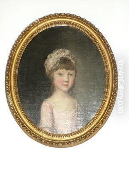 Portrait Of A Young Girl, 
Standing Half-length Turned To The Right In A Pink Dress And Bonnet Oil Painting by Thomas Gainsborough