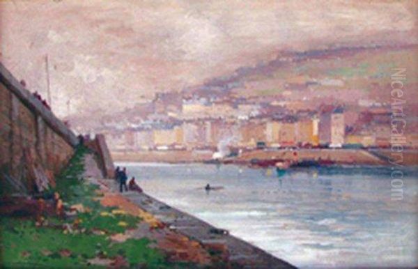 La Seine A La Sortie De Paris Oil Painting by Eugene Galien-Laloue