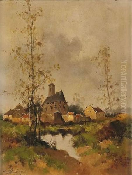 Vue D'eglise Oil Painting by Eugene Galien-Laloue