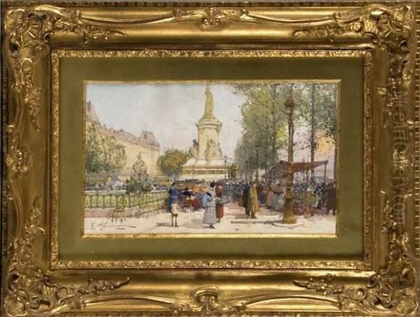 Place De La Republique Oil Painting by Eugene Galien-Laloue