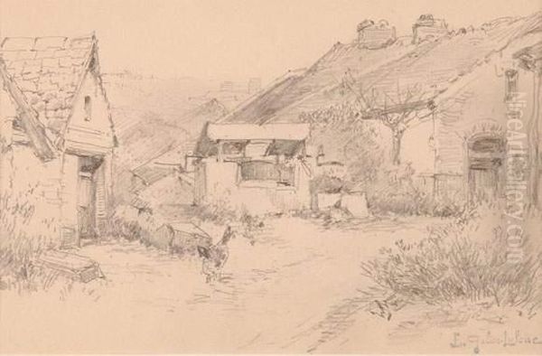 Paysage A La Jeune Femme
 Crayon Noir Oil Painting by Eugene Galien-Laloue