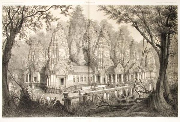 Voyage D'exploration En 
L'indo-chine Effectue Pendant Les Annees 1866, 1867, Et 1868 Par Une 
Commission Frnacaise Presidee Par M. Le Captaine De Fregate Doudart De 
Lagree. Oil Painting by Eugene Galien-Laloue