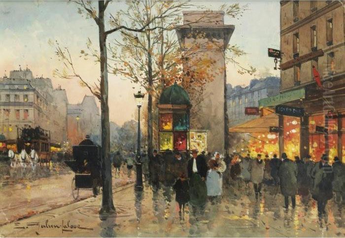 Animation Autour De La Porte 
Saint-denis [ ; Busy Boulevard By The Porte Saint-denis ; Gouache ; 
Signed Lower Left ; Executed Circa 1903 ; It Will Be Included In The 
Catalogue Raisonne Being Prepared By Noe Willer] Oil Painting by Eugene Galien-Laloue