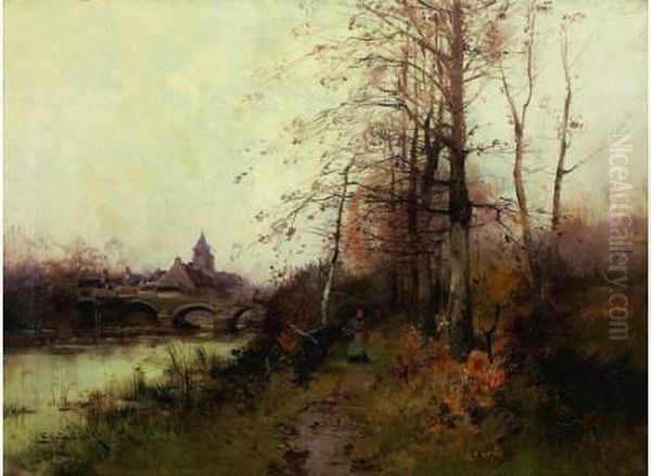 Femme Sur Un Chemin Oil Painting by Eugene Galien-Laloue