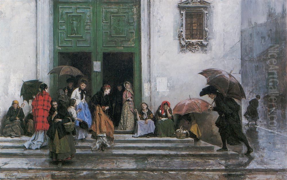 Coming out of Church Oil Painting by Raimundo de Madrazo y Garreta