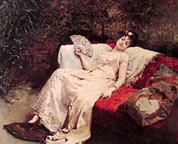Title and Oil Painting by Raimundo de Madrazo y Garreta