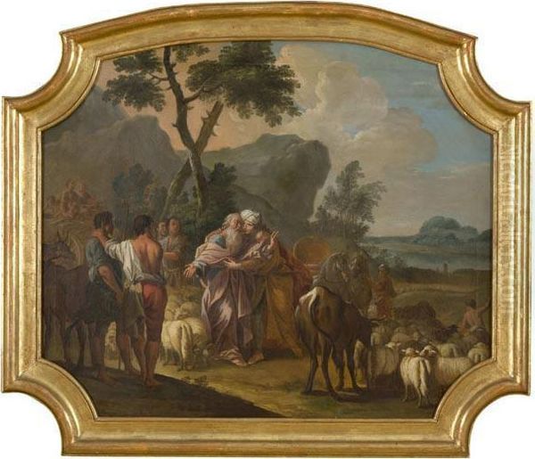 L'incontro Di Giuseppe Con Il Padre
 Giuseppe Che Interpreta I Sogni Oil Painting by Gaetano Gandolfi