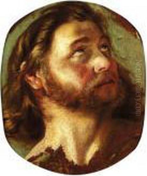 A Study Of The Head Of A Bearded Man, Probably Saint John. Oil Painting by Gaetano Gandolfi