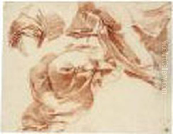 Studies For The Draperies Of A 
Seated Figure And A Separate Study For A Draped Left Elbow Oil Painting by Gaetano Gandolfi