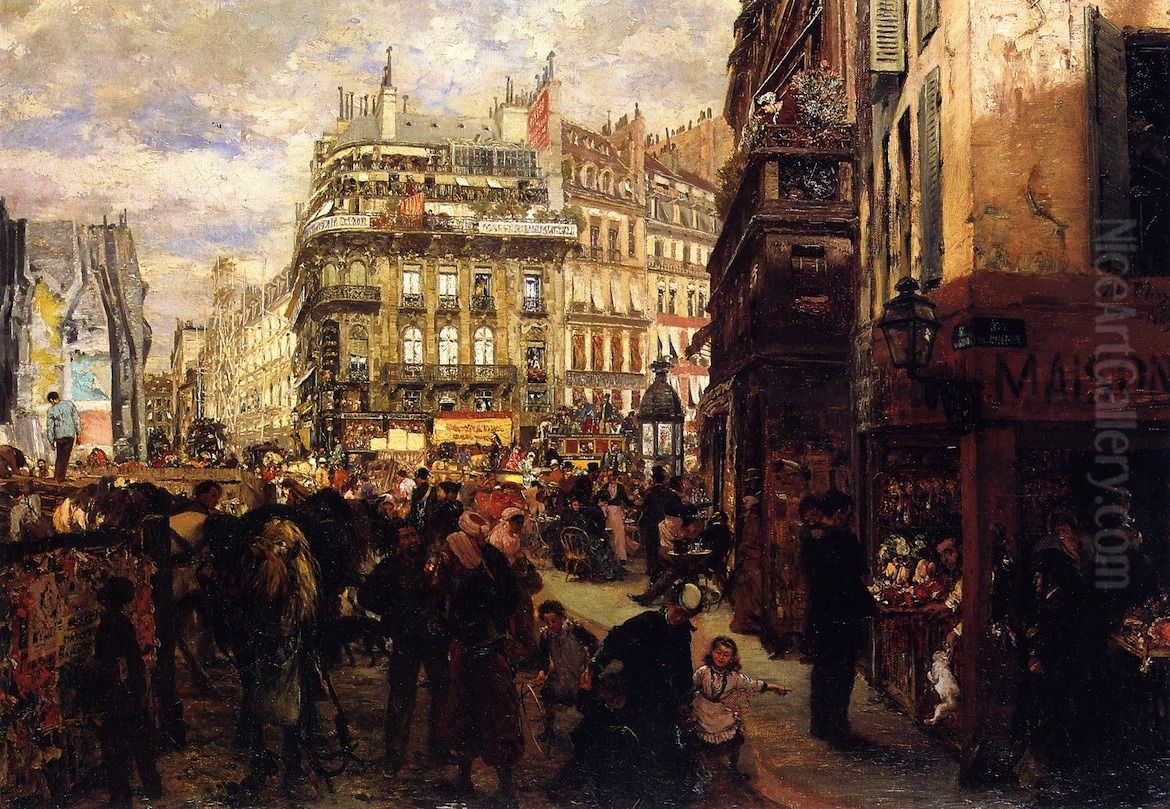 Weekday in Paris Oil Painting by Adolph von Menzel