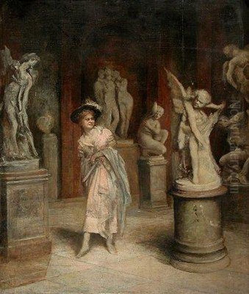 Dama En El Museo. Oil Painting by Eduardo Leon Garrido