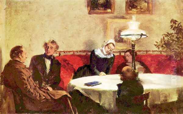 Dinner party Oil Painting by Adolph von Menzel