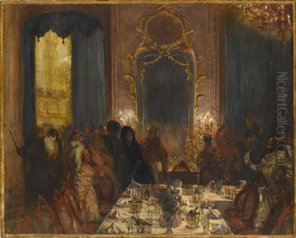 Maskensouper Oil Painting by Adolph von Menzel