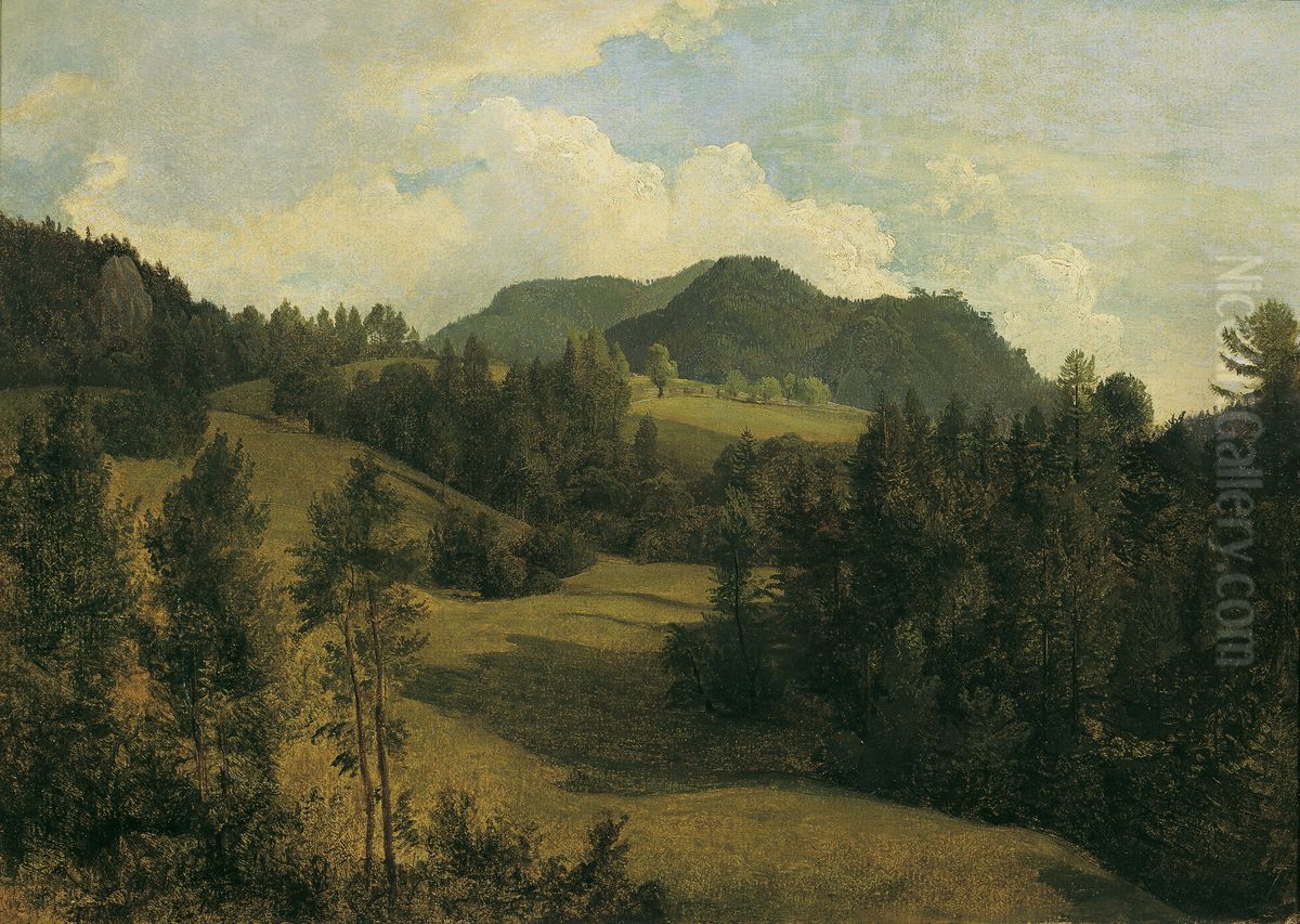 Landschaft Bei Miesenbach Oil Painting by Friedrich Gauermann