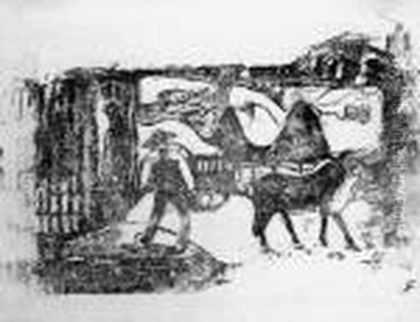 Le Char A Boeufs - Souvenir De Bretagne Oil Painting by Paul Gauguin