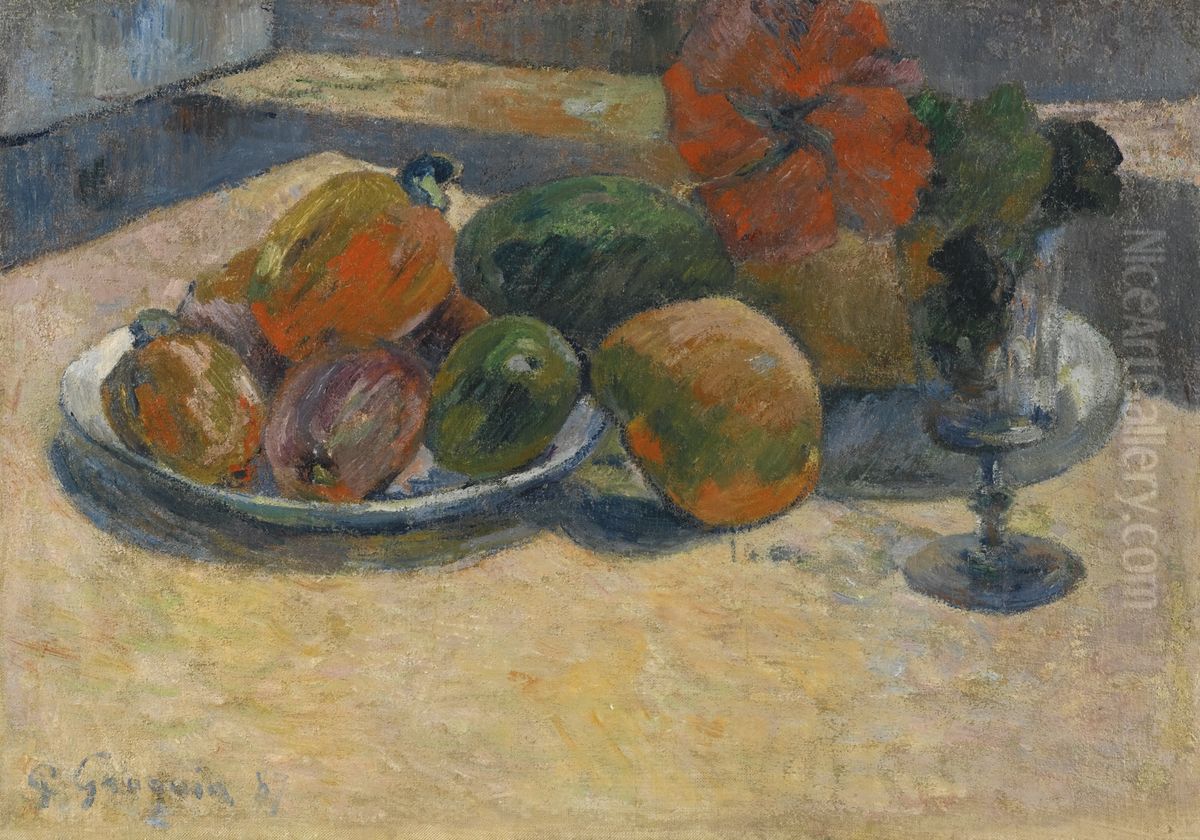 Nature Morte Aux Mangos Et A La Fleur D'hibiscus Oil Painting by Paul Gauguin