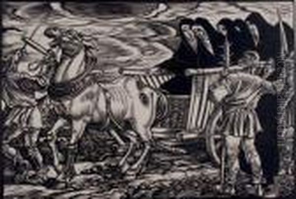 Two Prints Depicting Animals 
Together With Eight Etchings Andengravings Of Livestock Scenes By 
Various Artists Oil Painting by August Gaul