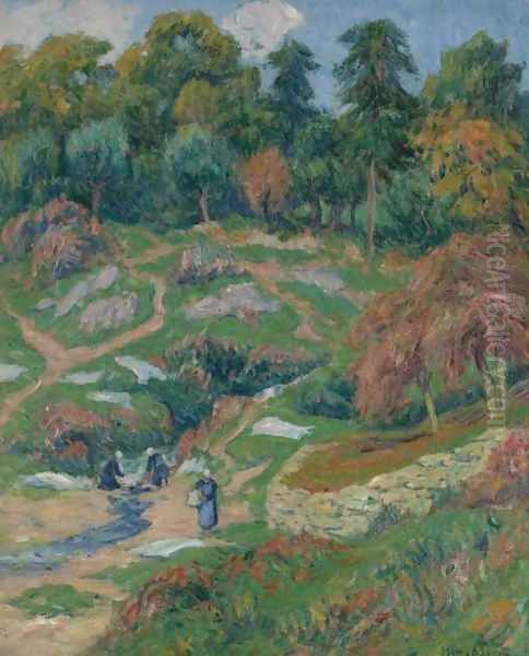 Le lavoir &agrave; Doelan, Finist&egrave;re Oil Painting by Henri Moret