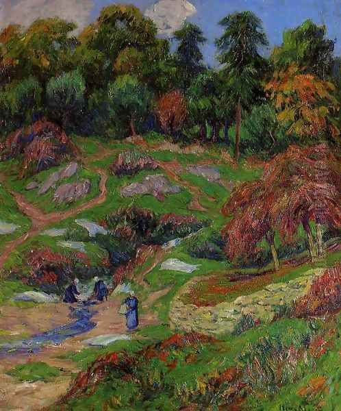 The Laundry at Doelan, Finistere Oil Painting by Henri Moret