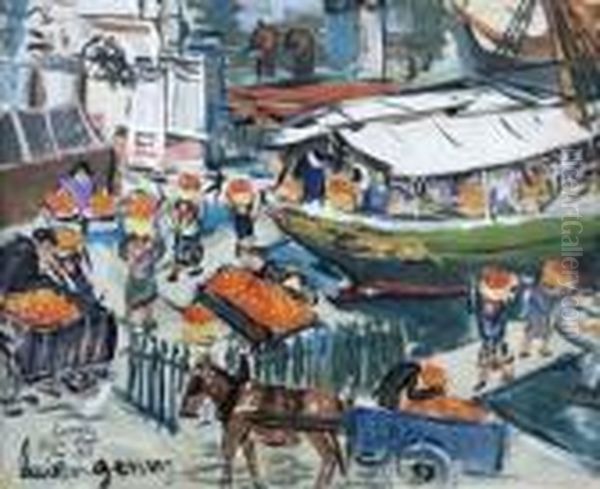Le Dechargement Des Oranges Oil Painting by Lucien Genin