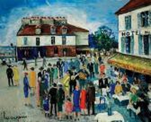 Place De Tertre Oil Painting by Lucien Genin