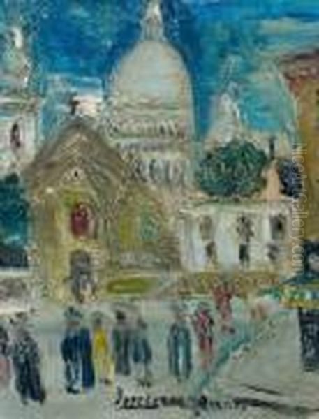 Montmartre Le Sacre Coeur Oil Painting by Lucien Genin