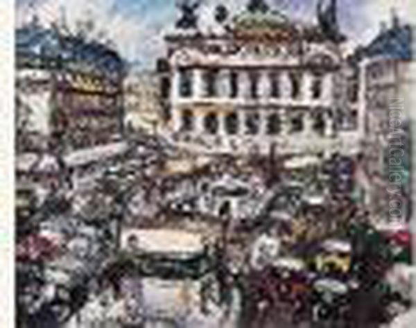 La Place De L'opera Oil Painting by Lucien Genin
