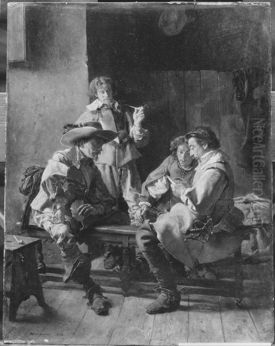 The Card Players Oil Painting by Jean-Louis-Ernest Meissonier