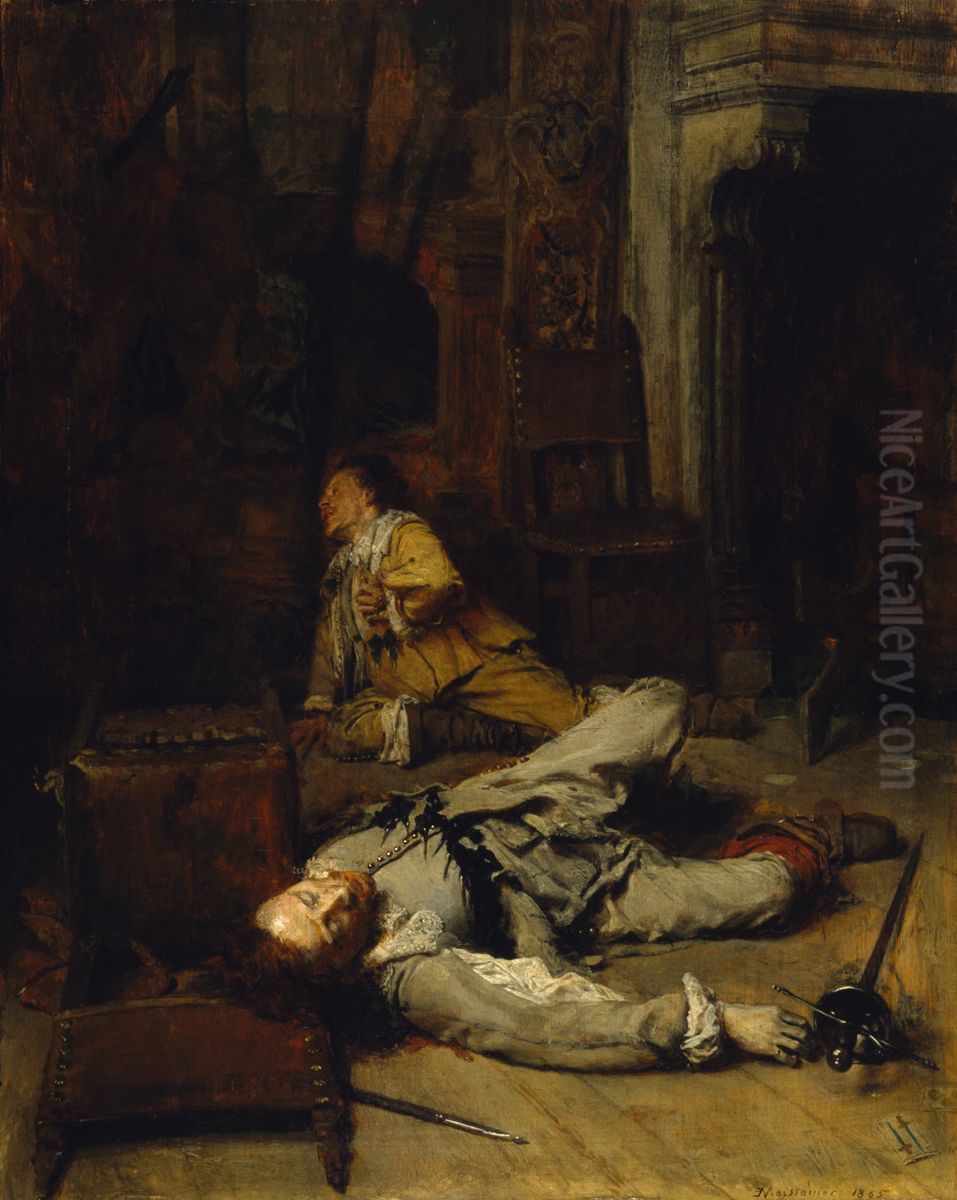 The End of the Game of Cards Oil Painting by Jean-Louis-Ernest Meissonier