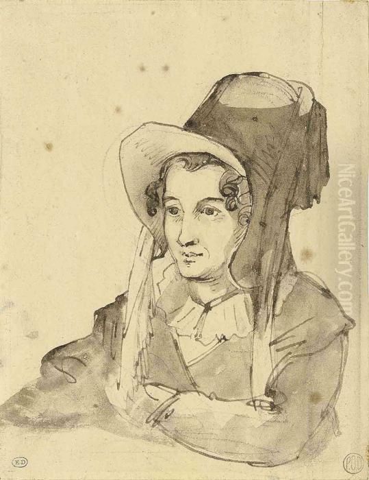 Portrait Of A Lady, Half-length, Wearing A Bonnet Oil Painting by Theodore Gericault