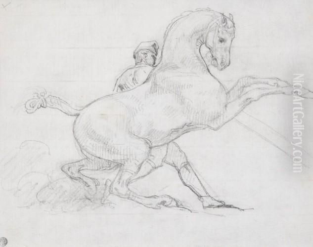 Etude Pour La Course Des Chevaux Libres Oil Painting by Theodore Gericault
