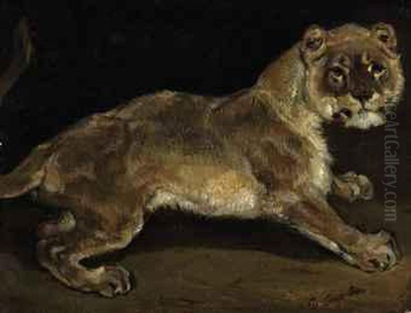 A Lioness Oil Painting by Theodore Gericault