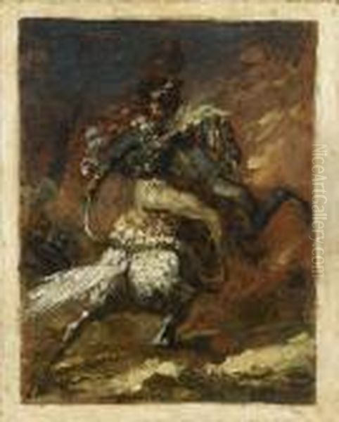 Esquisse Preparatoire Pour L'officier Des Chasseurs De La Garde Imperiale Chargeant Oil Painting by Theodore Gericault