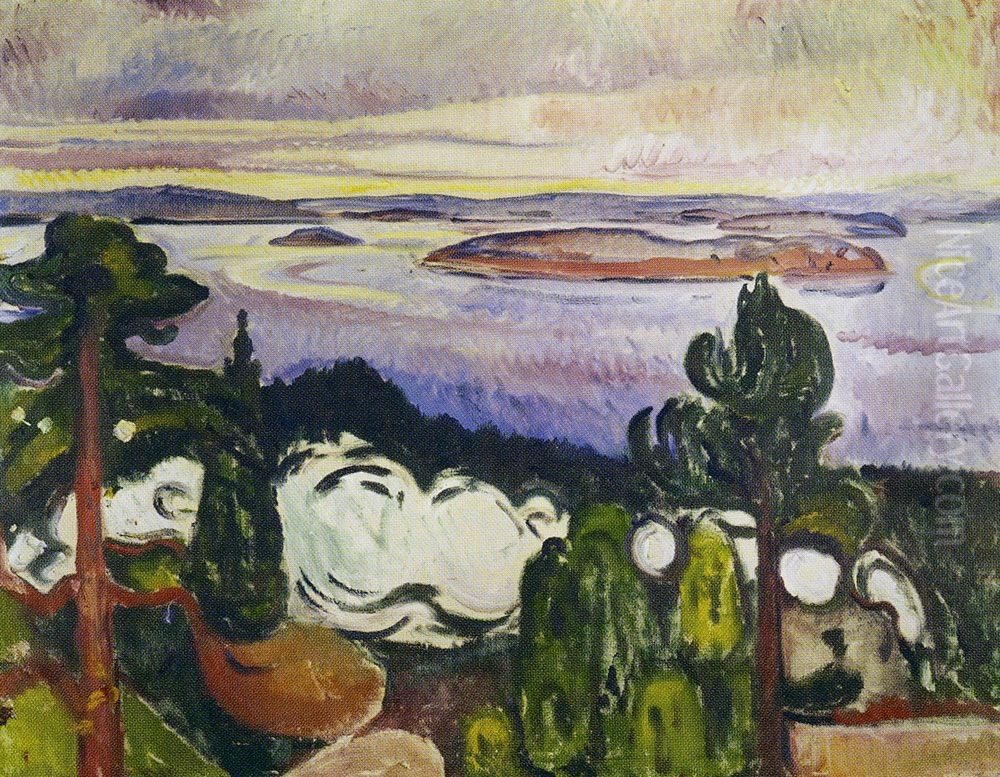 Train Smoke Oil Painting by Edvard Munch