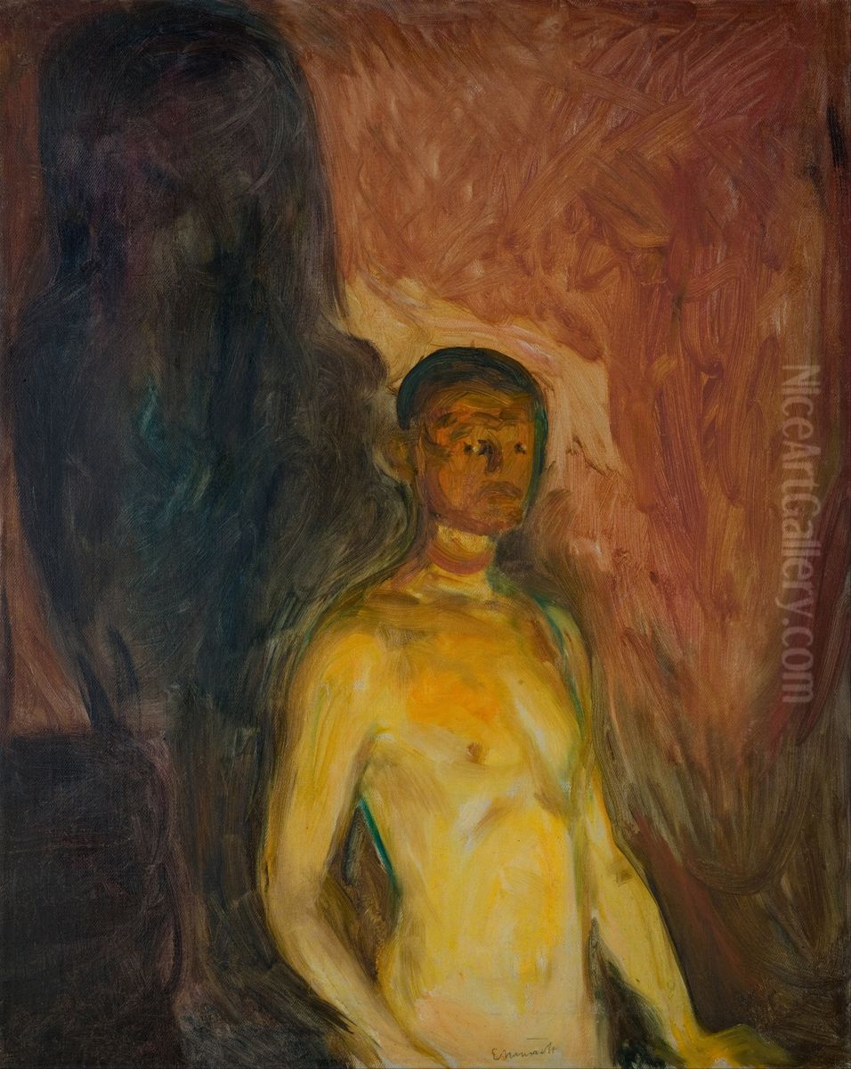 Self-Portrait in Hell Oil Painting by Edvard Munch