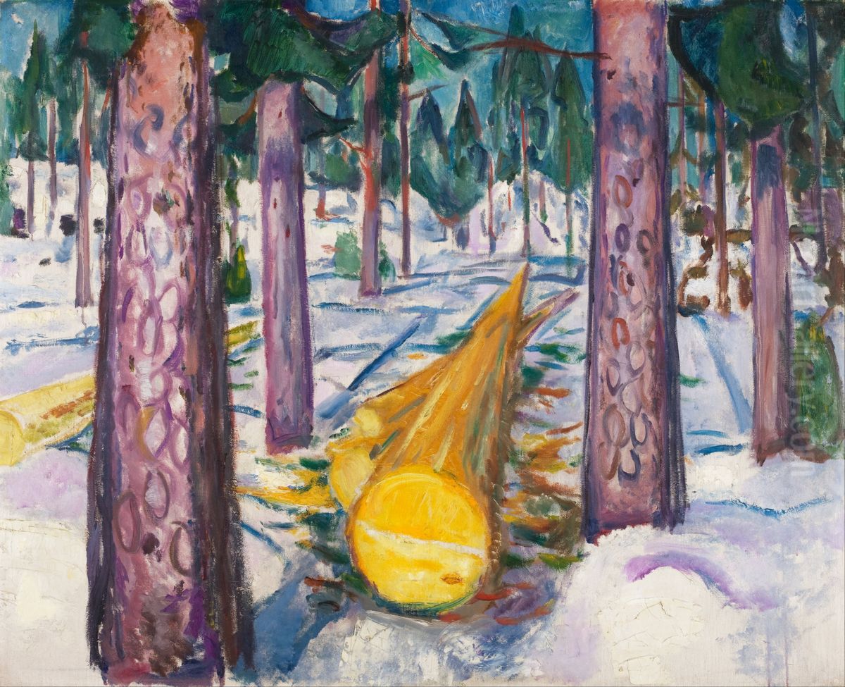 The Yellow Log Oil Painting by Edvard Munch