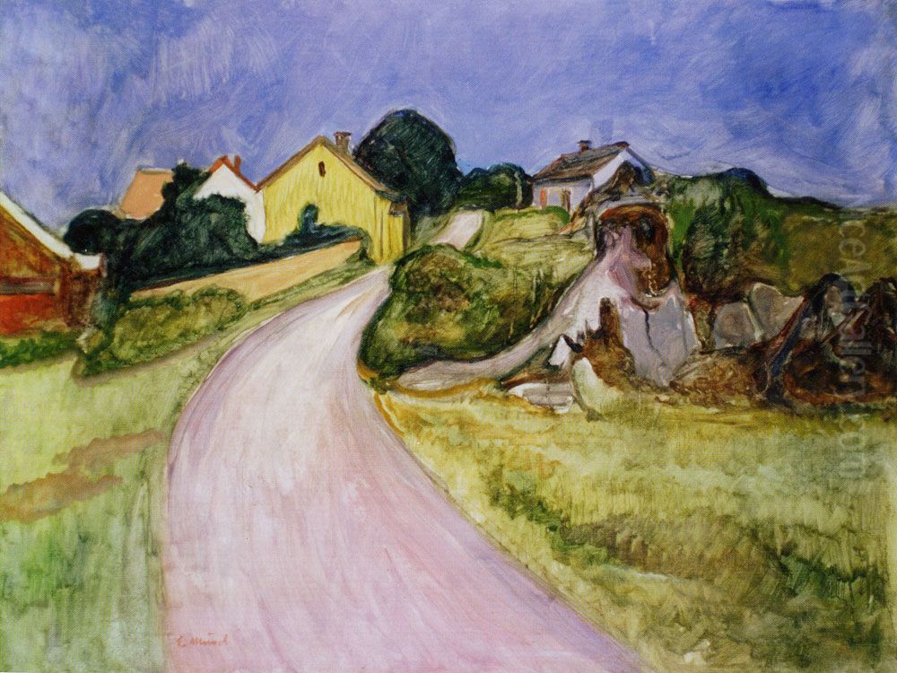 Street in Asgardstrand Oil Painting by Edvard Munch