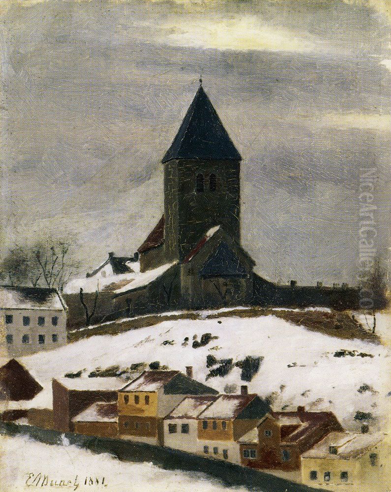 Old Aker Church Oil Painting by Edvard Munch