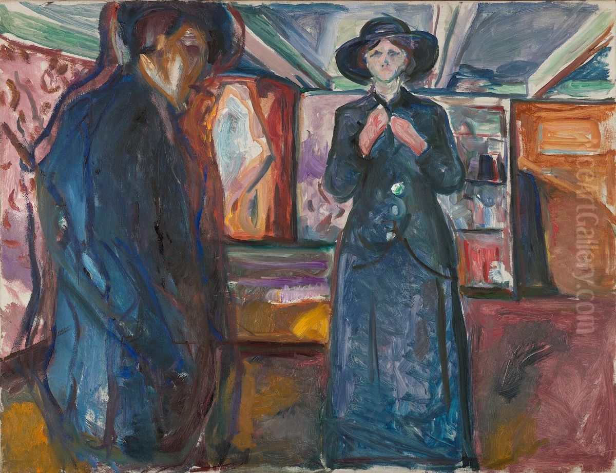 Man and Woman Oil Painting by Edvard Munch