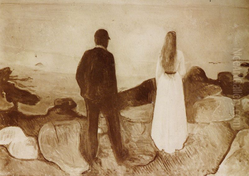 Zwei Menschen. Die Einsamen Oil Painting by Edvard Munch