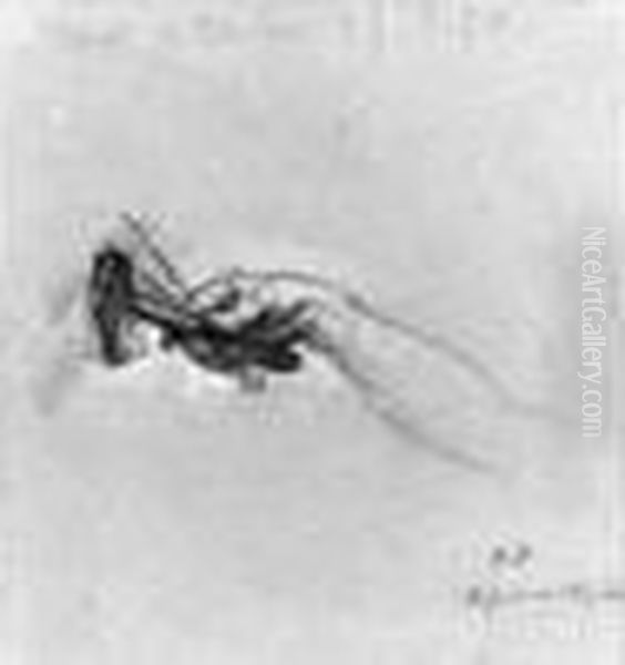 Etude De Main Tenant Un Marteau 
Et Un Compas - Etude Pour Allegorie De La Banque - Avant 1881. Oil Painting by Henri Gervex