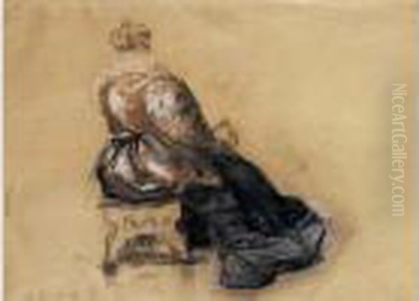 Etude De Dame De Dos, En Costume
 Renaissance - Etude Pour Le Ballet De La Reine - Avant 1897. Oil Painting by Henri Gervex