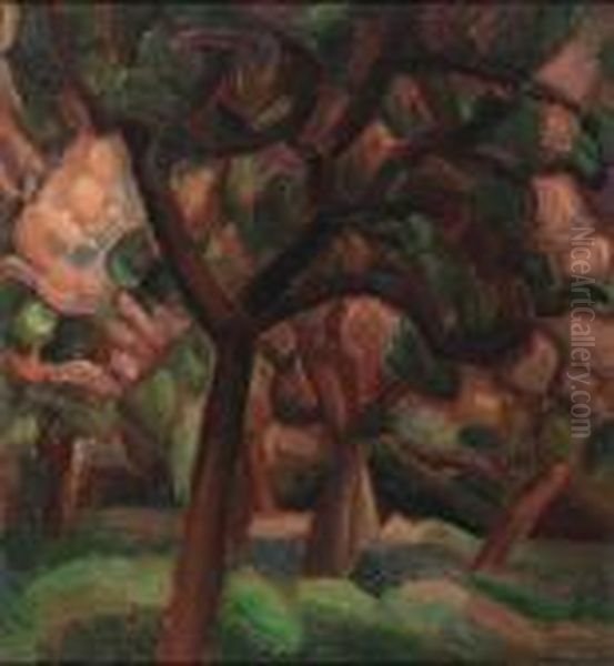 An Orchard Oil Painting by Leo Gestel