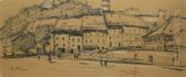 Peisaj In Sighisoara Oil Painting by Petrascu Gheorghe