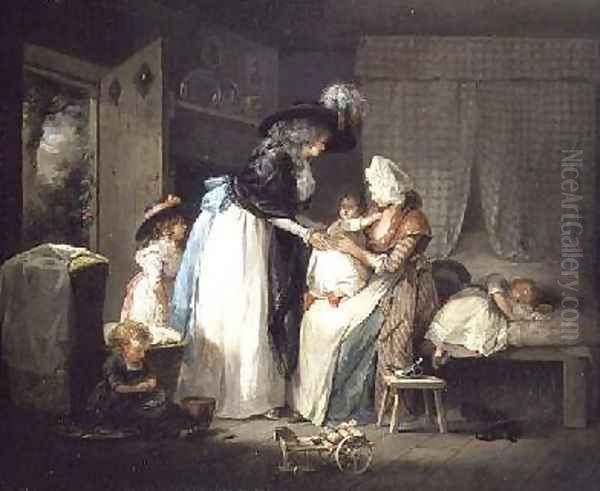 Visit to the child at nurse 1788 Oil Painting by George Morland