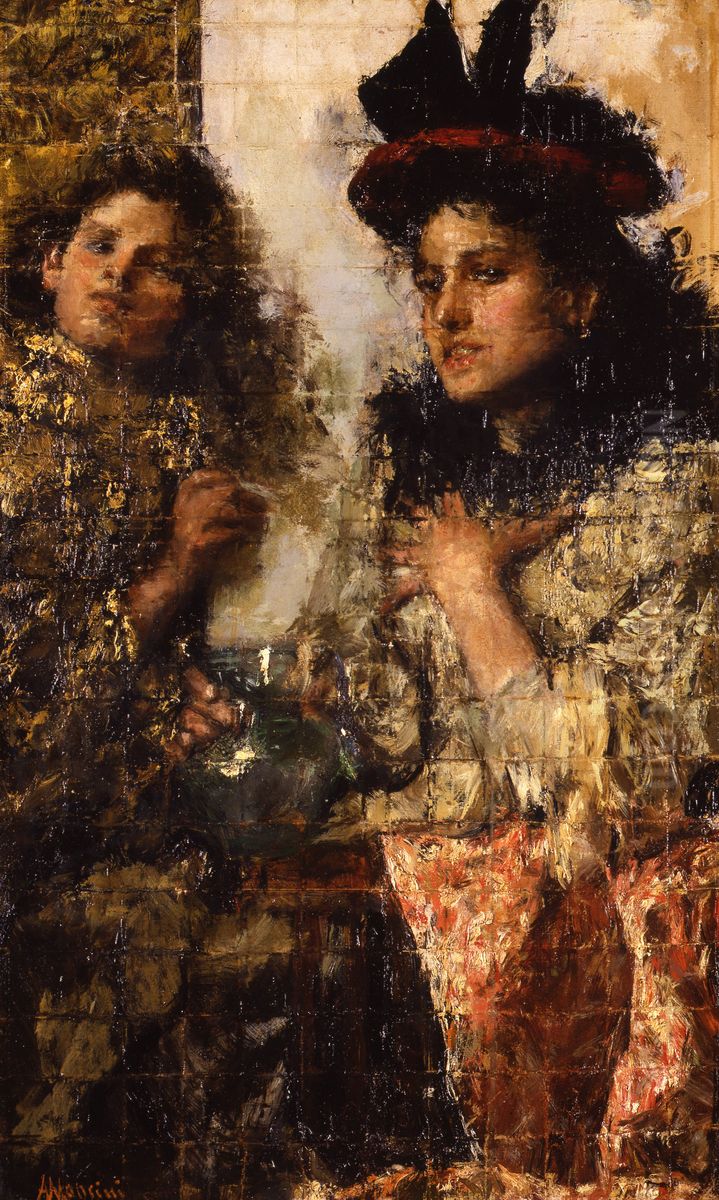 de Lafenis Oil Painting by Antonio Mancini